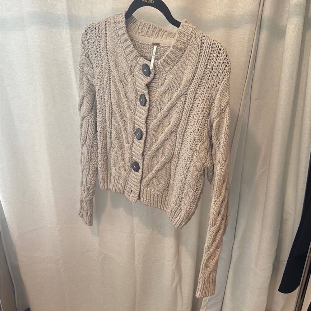 Free People Chunky Knit Cable Sweater - Cream
